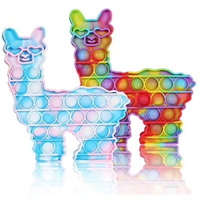 WHATOOK Push POP Fidget Llama Toys: 2pack Sensory Special Needs Stress Relief and Anti-Anxiety Silicone Squeeze Bubble Alpaca Toy Tools for Kids and Adults