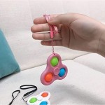 2Pcs Rotatable Push pop Bubble Fidget Sensory Toys Mini Keychain Toy Simple Dimple Fidget Pack Unique Executive Stress Relief Gift for Adults & Kids (White & Pink)