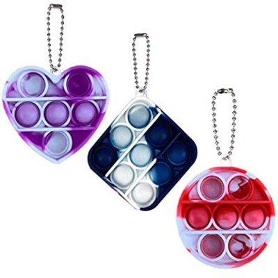3 Pack Mini Pop Its Bubble Fidget Toys Small Simple Sensory Dimple Fidget Toy Keychain Popper Anxiety Stress Reliever Decompression Toy for Kids Adults