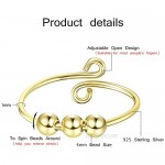4 Pcs Tik Tok Fidget Rings for Anxiety for Women - Adjustable Anxiety Spinner Band Rings Single Coil Spiral Rings for Stress Relieving Silver Gold Color