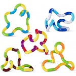 5 Sets Tangles Fidget Toys ADHD Quiet Fidget Toys Pack Brain Imagine Relax Think Tools Tangles Relax Therapy Stress Relief Feeling Winding Toy Focus Toys for Kids Adults (Multi-Color) (A)