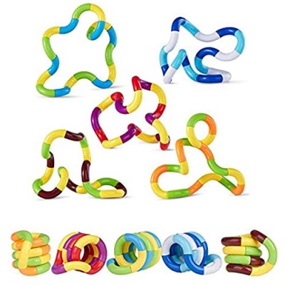 5 Sets Tangles Fidget Toys  ADHD Quiet Fidget Toys Pack  Brain Imagine Relax Think Tools  Tangles Relax Therapy Stress Relief Feeling Winding Toy  Focus Toys for Kids Adults (Multi-Color) (A)