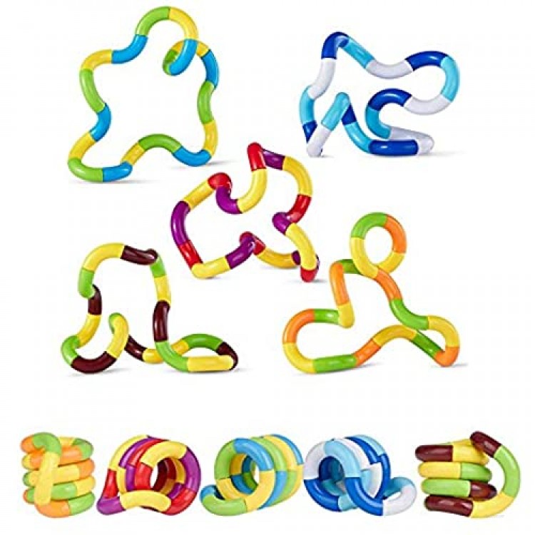 5 Sets Tangles Fidget Toys ADHD Quiet Fidget Toys Pack Brain Imagine Relax Think Tools Tangles Relax Therapy Stress Relief Feeling Winding Toy Focus Toys for Kids Adults (Multi-Color) (A)
