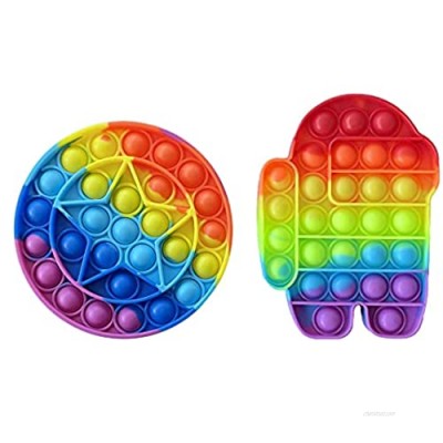 Asobopop 2 Pcs Silicone Rainbow Push pop Bubble Fidget Toy  Autism Special Needs Stress Reliever  Squeeze Sensory Toy Relieve Emotional Stress for Kid Adult