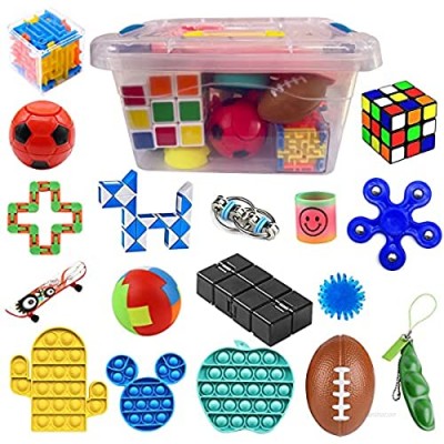 BABATH 17 Pcs Sensory Fidget Toy Packs Set for ADD  OCD  Autistic Children to Stress Relief and Anti Anxiety with Toy Box