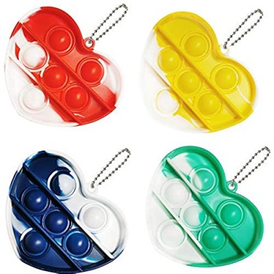 Clanam 4Pcs Mini Push pop Bubble Sensory Fidget Toy  Anxiety Stress Reliever Hand Toys for Kids Adults  Simple Keychain Toy Easily Attaches to Backpack