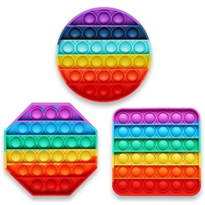 DDFAGO 3 Pack Push Pop Bubble Pop Fidget Sensory Toy Anxiety Relief Toys for Boys and Girls Colorful ADHD Toys Fidgets for Kids Relieve Emotional Stress