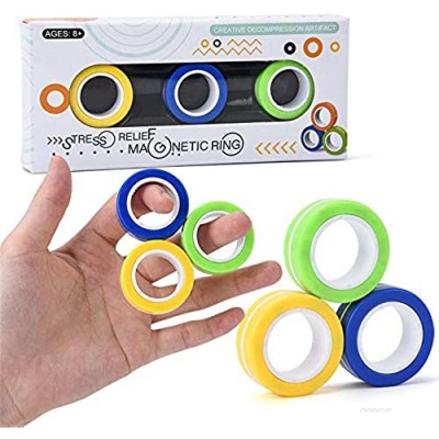 Fidget Magnetic Rings Stress Relief Spinner Anti-Anxiety Finger Gear Office Boring Hand Stunt Figit Toy for Relieving ADHD Magical Fingertip Rings Toy Magnetic Game Unzip Toys for Men  Women and Kids