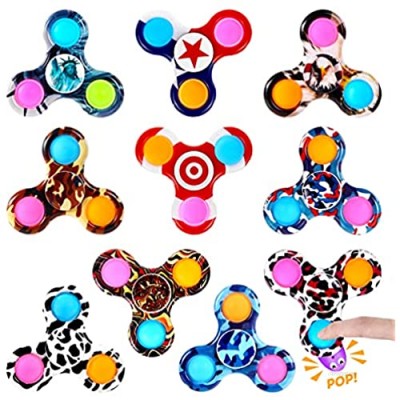 GOHEYI 10 Pack Pop Fidget Spinners Push Pop Bubble Fidget Toy Simple Dimple Spinner for Kids Handheld Mini Popping Sensory Stress Relief Toys