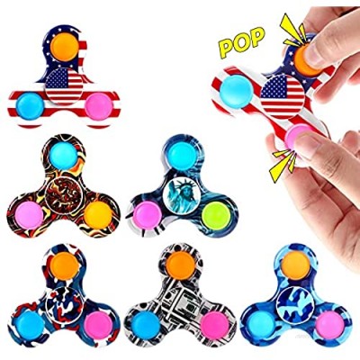 GOHEYI 6PCS Pop Fidget Spinner Toy  Ppo Spinner Toy Reducing Boredom  ADHD  Anxiety  Push Ppo Bubble Simple Dimple Spinner Toy  Fidget Spinners Toys Set for Kids