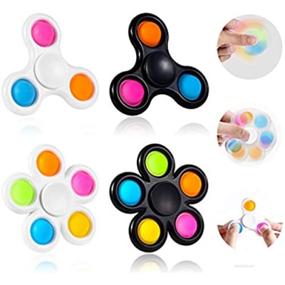 GOHEYI Fidget Spinner Pop 4PCS 2 in 1 Simple Dimple Spinner Toy Popper Fidget Spinners Push-Bubbles Fidget Toy for Kids AdultReducing Boredom  ADHD  Anxiety