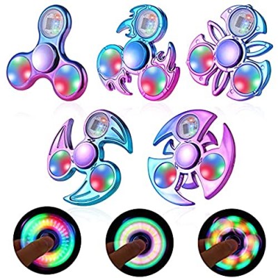 GOHEYI Fidget Spinner Toy  LED Light up Fidget Spinners Toy for Kids  Rainbow Finger Toys Hand ADHD Anxiety Stress Reducer for Kids and Adults(5 Pack)