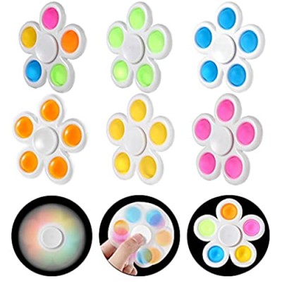 GOHEYI Popp Fidget Spinners 6 Pack  Push Popp Fidget Spinner  Simple Dimple Fidget Pack Toys  Fidget Hand Spinner for ADHD Anxiety  Stress Relief Sensory Toy for Kids Adults