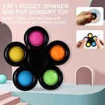 GOHEYI Push-Pop-Bubbles Fidget Spinner Toy 2 in 1 Popp Simple Dimple Spinner Toy Reducing Boredom ADHD Anxiety Stress Relief Push-Bubbles Fidget Toy for Kids Adult
