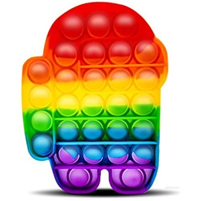 HALOFMEE Soft Silicone Push Bubble Pop Bubble Fidget Sensory Tool Amons Poppet Fidget TOI Pop Fidget Bubble Popping Game (Rainbow)