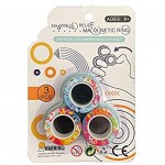 isale Colorful Magnetic Rings Fidget Toy – Mini Stress Relief Roller Rings Fidget Rings for Anxiety – Easy to Carry Sensory Fidget Toys for Home Office Travel – Rainbow Spots