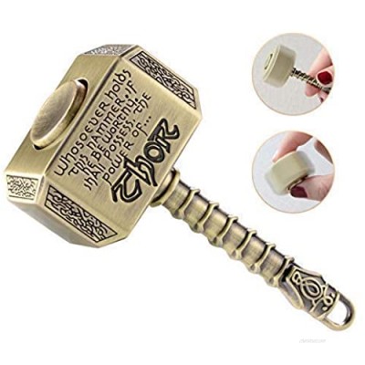 MAYBO SPORTS Wiitin Battle Hammer Fidget Spinner with Zipped Storage Bag  The Mighty Mjolnir Toy Made by Metal - Antique Brass