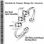 Milacolato 3Pcs Sterling Silver Adjustable Spinner Fidget Band Rings for Anxiety Simple Anxiety Ring with Beads for Women Men Trendy Anxiety Relief Items