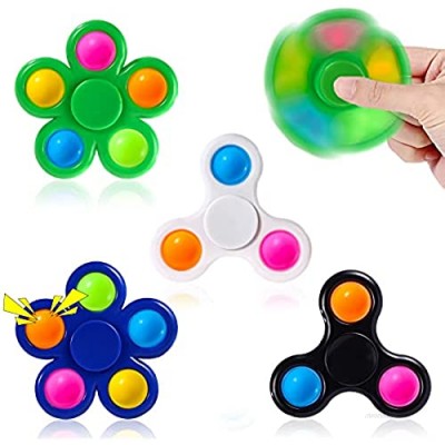 Moon Wood Fidget Spinner Popop 4 Pack- Spinner Fidget Toys  Fidget Spinners for Kids Adults  Fidget Toy for Stress Relieve- Pop-Bubble Sensory Toys