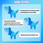 NUFR Push Pop Pop Bubble Sensory Tie-dye Dinosaur Soft Silicone Anxiety and Stress Relief Toys Logic Popping Game Board for Kids and Adults (Blue)