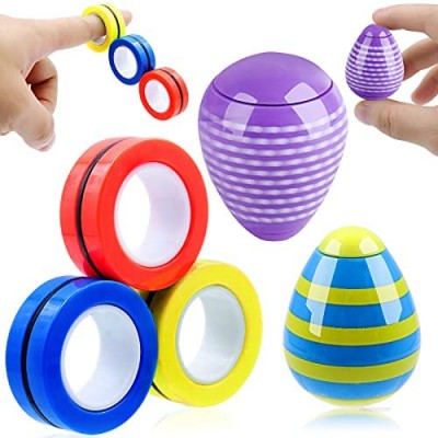 POPMISOLER Magnetic Rings Fidget Toy Set  5 Pack Fidget Magnets Spinner Toys  Decompression Magic Fidget Rings for Kids and Adults  Office School Anti-Stress Toys for Relieves Stress Anxiety