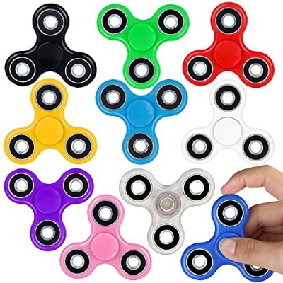 SCIONE Fidget Spinner Bulk 10 Pack Tri-Spinner Office Desk Classroom ADHD Anti Anxiety Focus Finger Fidit Spinners Stress Relief Toys for Adults Kids Party Favors