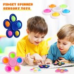 SCIONE Fidget Spinners 4 Pack Fidget Toys with Bubble Sensory Hand Spinners Toys Stress Relief Reducer Colorful Flower Fidget Pack for Kids Adults