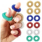 Sensory Finger Rings 12 Pack - Great Spikey Fidget Toy for Kids and Adults - Fun Set for Acupressure - Stress Relief Rings Massager for Fidget ADHD Autism Silent Stress Reducer Ring