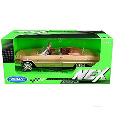 1963 Chevy Impala Convertible Gold NEX Models 1/24 Diecast Model Car by Welly 22434