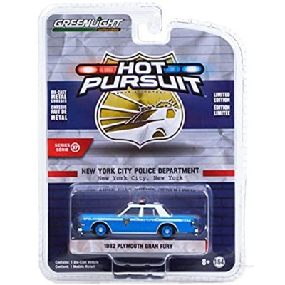 1982 Plymouth Gran Fury Light Blue w/White Top NYPD (New York City Police Dept) Hot Pursuit Series 37 1/64 Diecast Model Car by Greenlight 42950 B