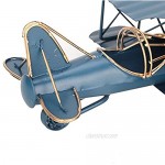Airplane Model Vintage Iron Decorative Aircraft Biplane Pendant Toys for Photo Props Desktop(Blue)