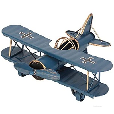 Airplane Model  Vintage Iron Decorative Aircraft Biplane Pendant Toys for Photo Props  Desktop(Blue)