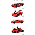 Alloy Collectible Red Lamborghini Car Toy Pull Back Vehicles Diecast Cars Model with Light & Sound