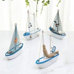 GARNECK 6Pcs Wooden Miniature Sailing Boat Mediterranean Style Miniature Mini Sailboat Model Fishing Boat Ornament for Home Nautical Decor (Colorful)