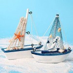 GARNECK 6Pcs Wooden Miniature Sailing Boat Mediterranean Style Miniature Mini Sailboat Model Fishing Boat Ornament for Home Nautical Decor (Colorful)