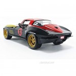 Marvel 1:24 1966 Chevy Corvette Die-cast Car with 2.75 Black Widow Figure Toys for Kids and Adults