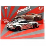 Nissan GT-R (R35) Type 1 LB Works LibertyWalk Satin Silver w/Rear Wing Limited Ed to 4 800 Pieces 1/64 Diecast Car by True Scale Miniatures MGT00049
