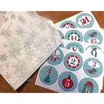 Advent calendar bags - silver snowflake and white with 60mm stickers numbered 1-24