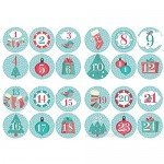 Advent calendar bags - silver snowflake and white with 60mm stickers numbered 1-24