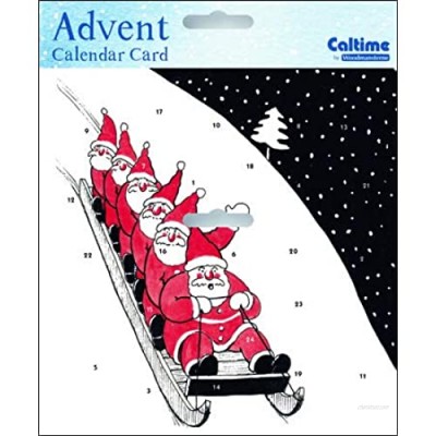 Caltime Sledging Santa Christmas Advent Calendar Card 24 small windows with envelope