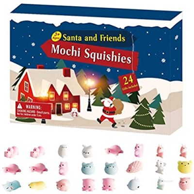 Christmas Advent Calendar  24PCS Different Cute Animal Toys for Squeezing Stress Christmas Countdown Toys Gift for Kids