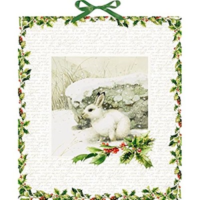 Coppenrath Christmas Winter Rabbit Traditional German Advent Calendar 41 cm Wide x 46 cm Glitter Gold foil and Hanging Ribbon