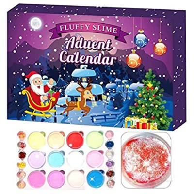 ECOSWAY 24pcs Slime Set Advent Calendar 2020 Christmas Countdown Toys Christmas for Kids Teens 24pcs Different Surprise Gift  Sensory Toys