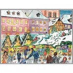 Large Advent Calendar 24 Doors 355 x 260 mm - Snowscene - German Christmas Market - with Glitter and Translucent Windows - RS 70116