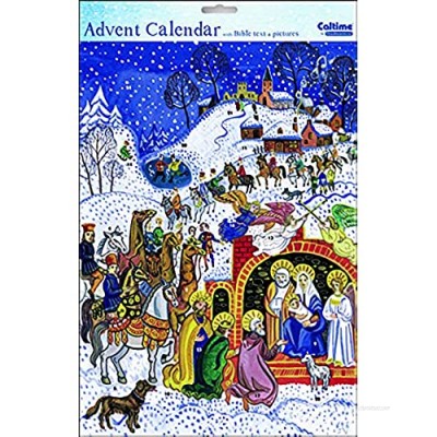 Nativity Scene with Bible Text - King Kneels - Religious Advent Calendar - 245 x 350 mm
