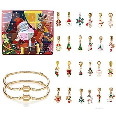 PARIO Advent Calendar: 24Pcs Charms Pendants + 2Pcs Bracelet Christmas Countdown Gifts for Kids  Girls