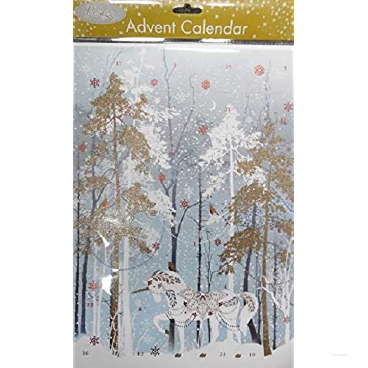 Pizazz Unicorn in the Forest Advent Calendar 24 x 35 cm Glitter varnish and foil with envelope Glick Advent Calendar