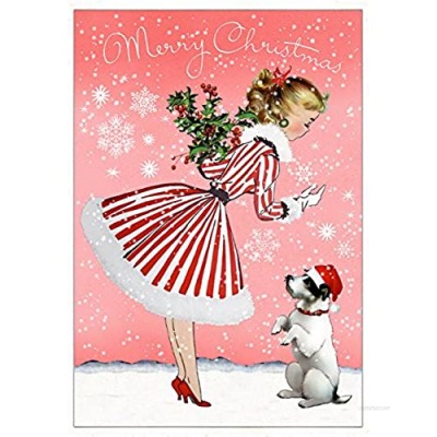 Retro Advent Calendar Cards Red Stripe Dress and Dog Advent Cards Coppenrath Cards 16.5 x 11.5 cm
