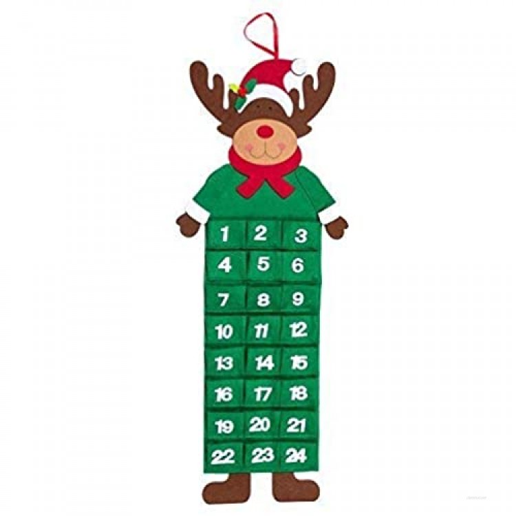 Robelli Large Rudolf Reindeer Festive Felt Christmas Advent Calendar with Pockets