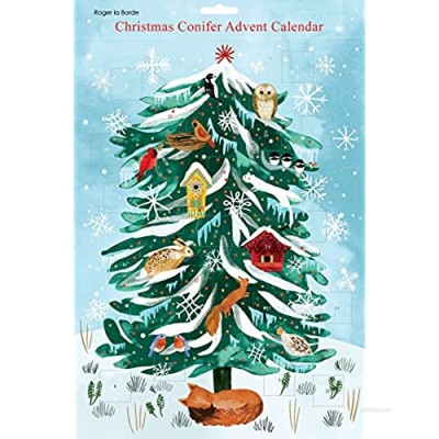 Roger la Borde Christmas Conifer with animals Advent Calendar Flat - 380 mm x 270 mm Gold Foil